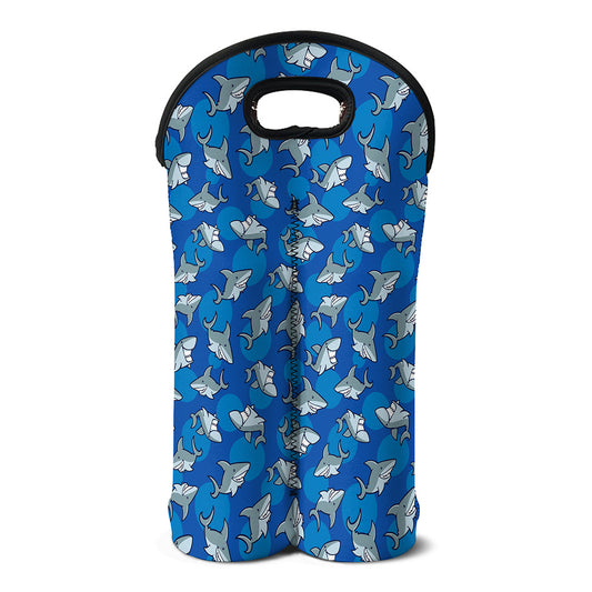 Cartoon Shark Pattern Print Double Neoprene Wine Tote
