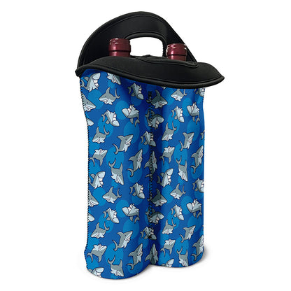 Cartoon Shark Pattern Print Double Neoprene Wine Tote