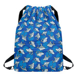 Cartoon Shark Pattern Print Drawstring Backpack