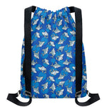 Cartoon Shark Pattern Print Drawstring Backpack