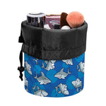 Cartoon Shark Pattern Print Drawstring Makeup Bag
