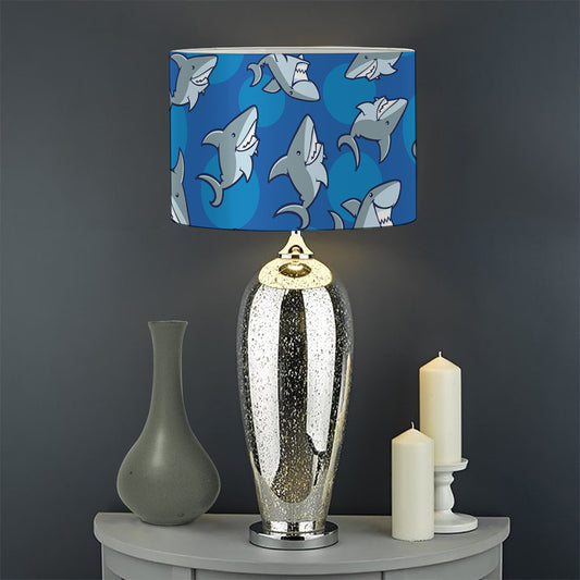 Cartoon Shark Pattern Print Drum Lamp Shade