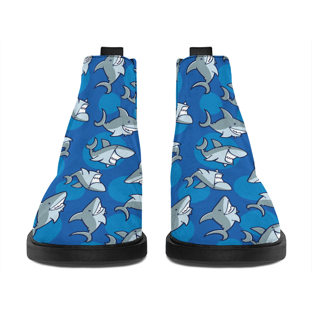 Cartoon Shark Pattern Print Flat Ankle Boots