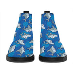 Cartoon Shark Pattern Print Flat Ankle Boots