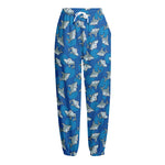 Cartoon Shark Pattern Print Fleece Lined Knit Pants