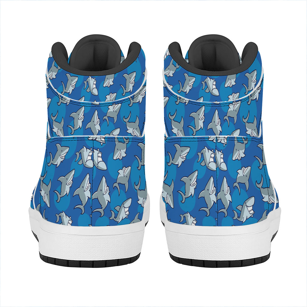Cartoon Shark Pattern Print High Top Leather Sneakers