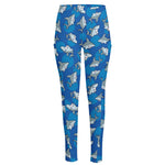Cartoon Shark Pattern Print High-Waisted Pocket Leggings