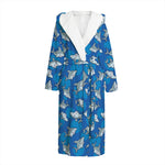Cartoon Shark Pattern Print Hooded Bathrobe