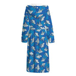 Cartoon Shark Pattern Print Hooded Bathrobe