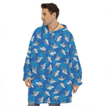 Cartoon Shark Pattern Print Hoodie Blanket