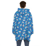 Cartoon Shark Pattern Print Hoodie Blanket
