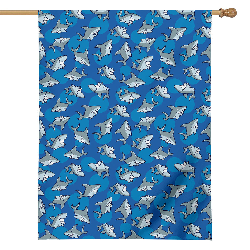 Cartoon Shark Pattern Print House Flag