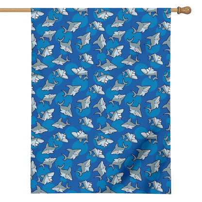 Cartoon Shark Pattern Print House Flag