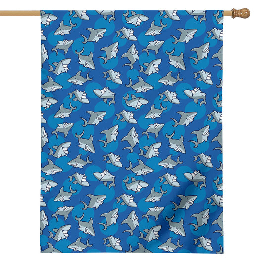 Cartoon Shark Pattern Print House Flag