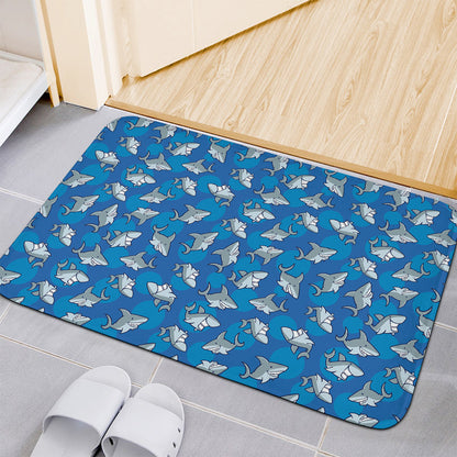 Cartoon Shark Pattern Print Indoor Door Mat