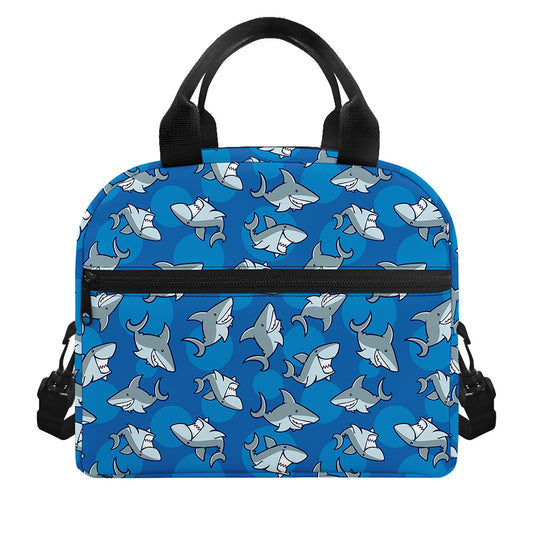 Cartoon Shark Pattern Print Insulated Lunch Bag