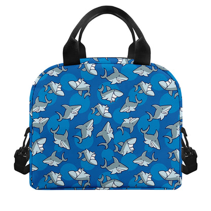 Cartoon Shark Pattern Print Insulated Lunch Bag