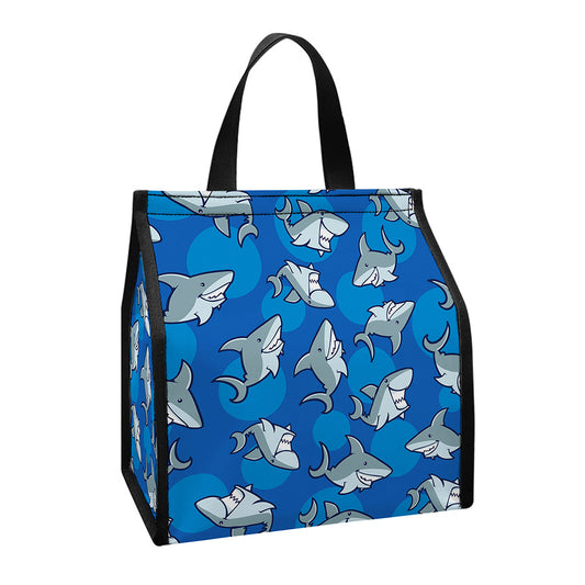 Cartoon Shark Pattern Print Insulated Lunch Tote