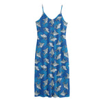 Cartoon Shark Pattern Print Jersey Midi Cami Dress