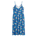 Cartoon Shark Pattern Print Jersey Midi Cami Dress