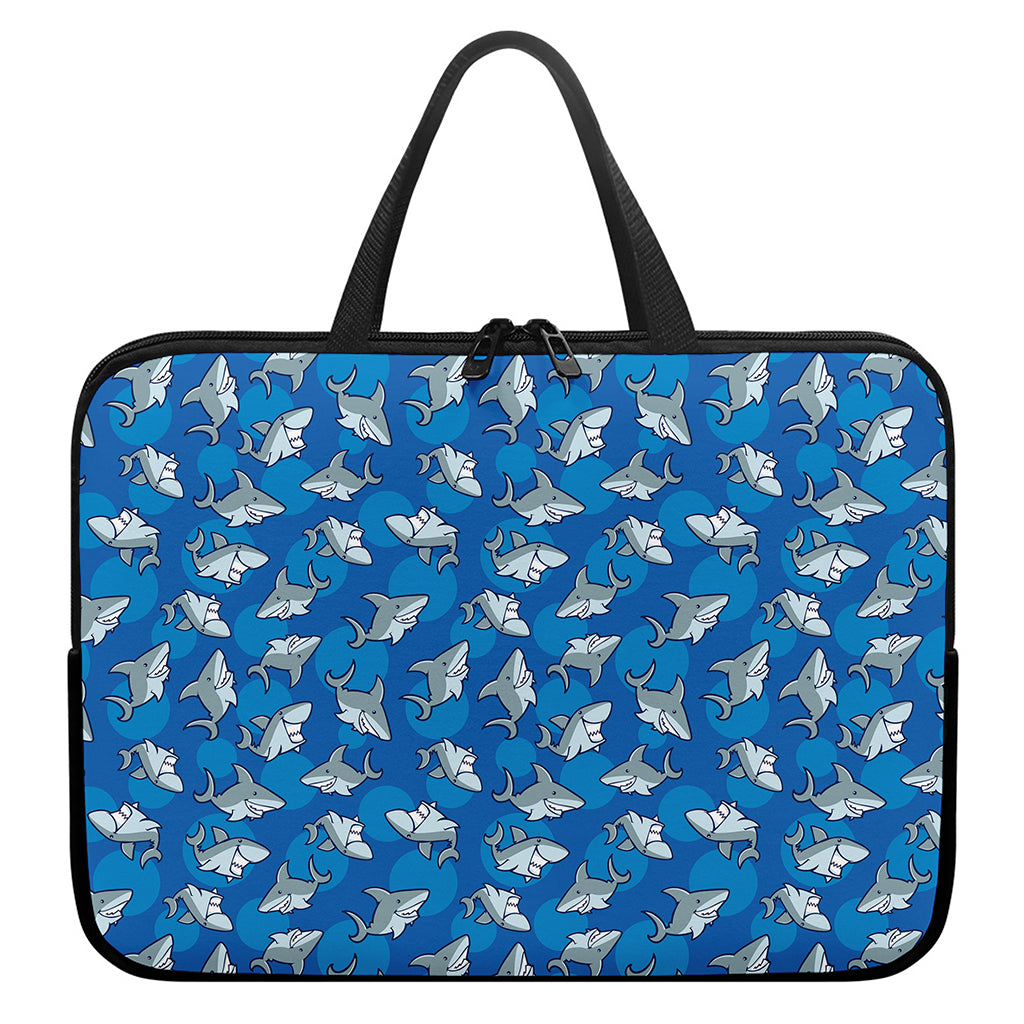 Cartoon Shark Pattern Print Laptop Sleeve With Handle