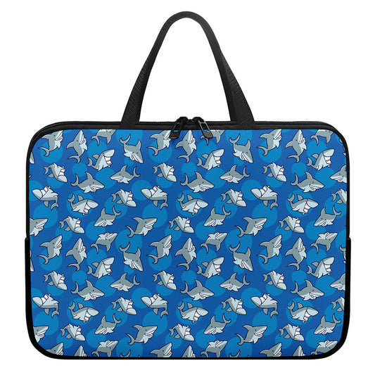 Cartoon Shark Pattern Print Laptop Sleeve With Handle