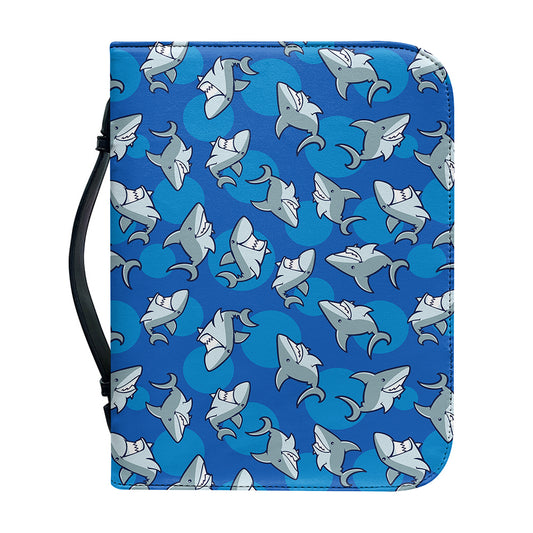 Cartoon Shark Pattern Print Leather Bible Cover