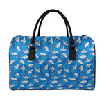 Cartoon Shark Pattern Print Leather Duffle Bag