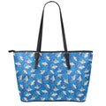 Cartoon Shark Pattern Print Leather Tote Bag With Zipper