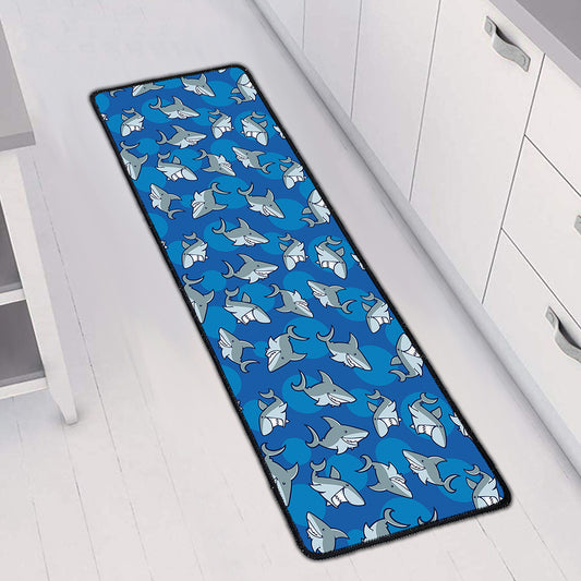 Cartoon Shark Pattern Print Long Kitchen Mat
