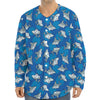 Cartoon Shark Pattern Print Long Sleeve Baseball Jersey