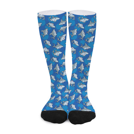 Cartoon Shark Pattern Print Long Socks