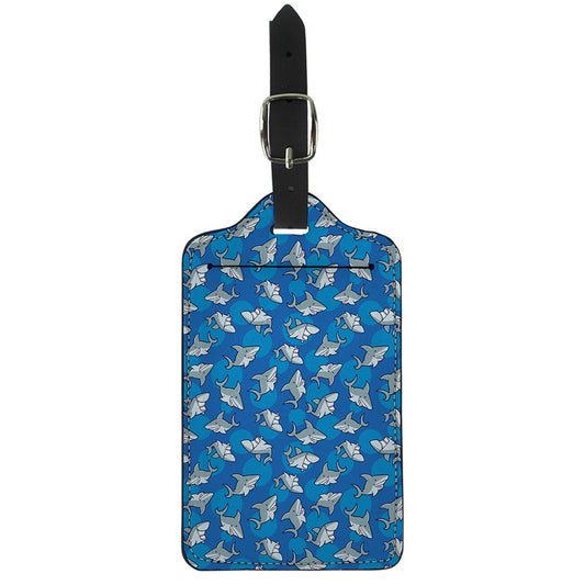 Cartoon Shark Pattern Print Luggage Tag