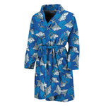 Cartoon Shark Pattern Print Men's Bathrobe