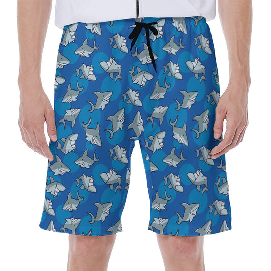 Cartoon Shark Pattern Print Men's Beach Shorts