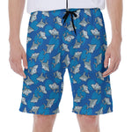 Cartoon Shark Pattern Print Men's Beach Shorts