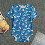 Cartoon Shark Pattern Print Men's Bodysuit