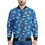 Cartoon Shark Pattern Print Men's Bomber Jacket