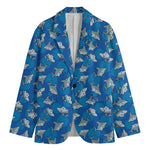 Cartoon Shark Pattern Print Men's Cotton Blazer