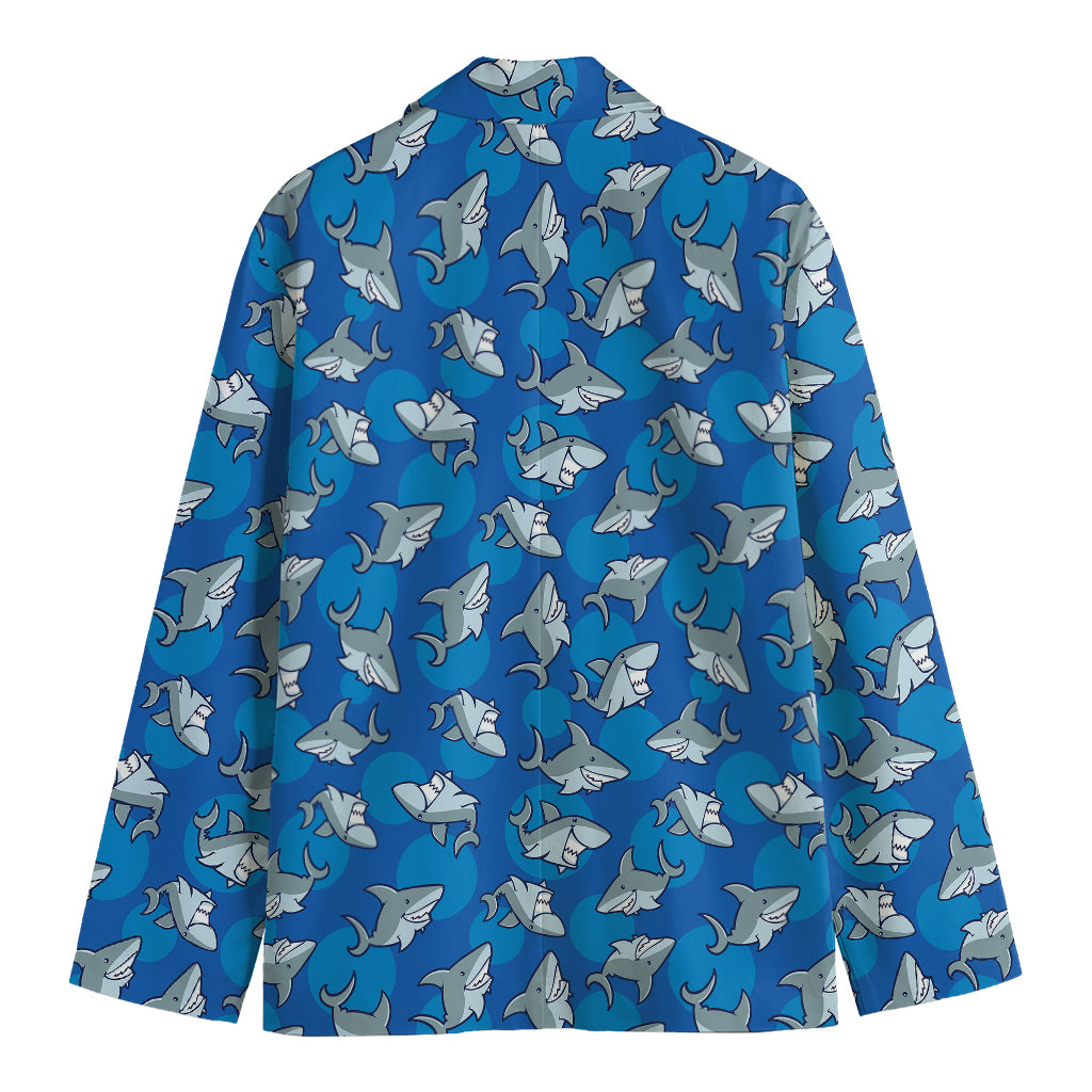 Cartoon Shark Pattern Print Men's Cotton Blazer