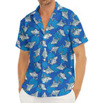 Cartoon Shark Pattern Print Men's Deep V-Neck Shirt