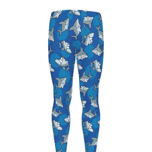 Cartoon Shark Pattern Print Men's leggings