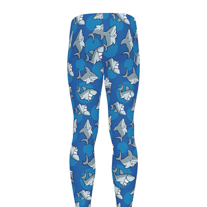 Cartoon Shark Pattern Print Men's leggings