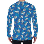 Cartoon Shark Pattern Print Men's Long Sleeve T-Shirt