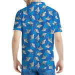Cartoon Shark Pattern Print Men's Polo Shirt