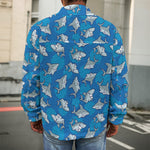 Cartoon Shark Pattern Print Men's Shirt Jacket