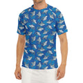 Cartoon Shark Pattern Print Men's Short Sleeve Rash Guard