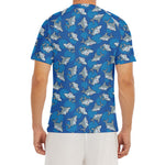 Cartoon Shark Pattern Print Men's Short Sleeve Rash Guard