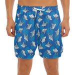 Cartoon Shark Pattern Print Men's Split Running Shorts