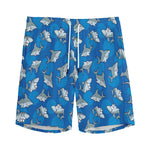 Cartoon Shark Pattern Print Men's Sports Shorts